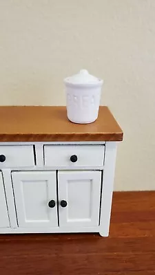 Dollhouse Miniature BREAD Bin With Lid 1:12 Scale Handmade Large White Ceramic • $16.97