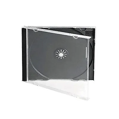 10 X Single Standard 10 Mm CD Jewel Plastic Case With Black Tray For 1 Disc • £10.99