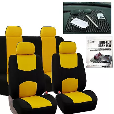 Car Seat Covers High Quality In Yellow For Car SUV Free Gift Dash Grip Pad • $25.99