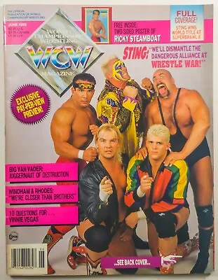 WCW MAGAZINE (w/16x22  Ricky Steamboat Poster) June 1992 VG Sting/Dustin Rhodes • $18.50
