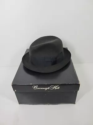 Vintage Cavanagh Black Felt Fedora Derby Hat Men Size 7 • $49.98