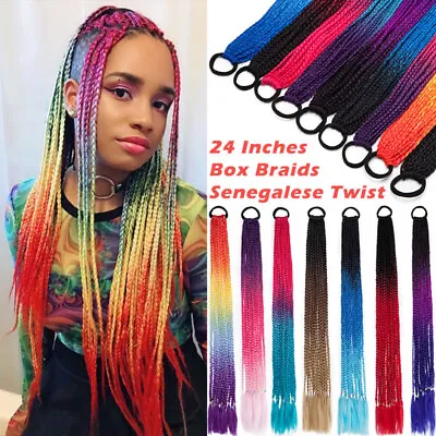 24  Elastic Tie Hair Braids Ponytail Hair Extensions Hair Accessory Girls Kids • £10