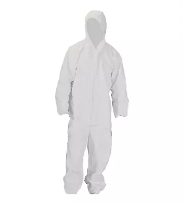 £5.95 • Buy Disposable Coveralls Overalls Boilersuit Hood Painters Protective Suit (WHITE)