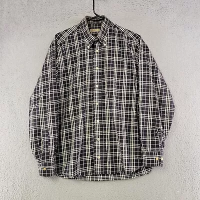 Vintage Burberry Shirt Mens M Medium Black Plaid Made In USA Button Down • $24.47