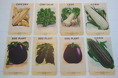 8 Vintage VEGETABLE SEED PACKETS (G21)-Galloway Litho Co-3 1/4 X5 -Corn-Eggplant • $22