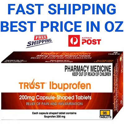 $10.99 • Buy Trust Ibuprofen 96 Tab - 200mg Capsule Shaped Tablets, Generic Nurofen