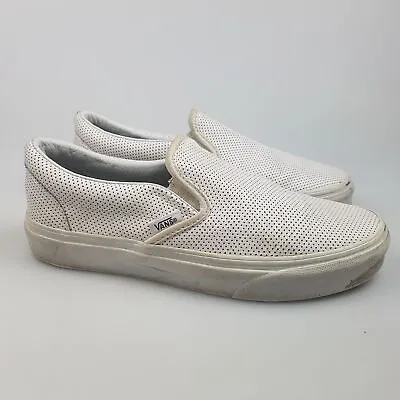 Women's VANS 'Slip On' Sz 6.5 US Shoes White GCon Leather | 3+ Extra 10% Off • $20.99