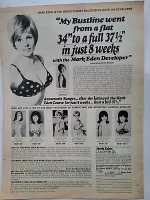 1970 Mark Eden Breast Bust Developer Increased Bust Line Vintage Ad • $9.99