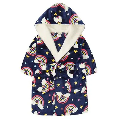 Girls Fleece Robe Kids Childrens Novelty Soft Hooded Character Dressing Gown • £14.99