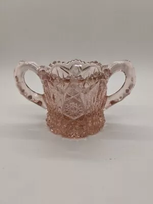 Pink Depression Sugar Bowl Crystal Nu Cut Glass 3”  Vintage • $9.99