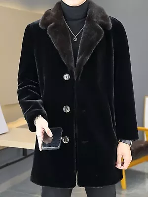 Mink Coat Men Mid-length Mink Velvet Coat Leather Mink Fur Overcoats Warm Winter • $181.93