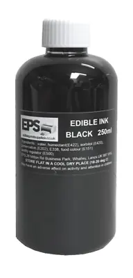 EPS 250ml BLACK EDIBLE INK REFILL SINGLE BOTTLE FOR CANON PRINTERS • £9.50