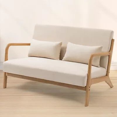 Mid-Century Modern 2-Seat Sofa With Solid Wood Armrest & Feet • $228.87