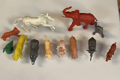 Animal Figures Miniature Vintage  Plastic Farm Pig Cow Horse Elephant 1970’s • $11.40