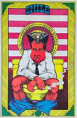 Richard Nixon Smile On The Toilet Original 1971 Black Light Vintage Poster 23 X  • $125.54