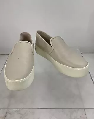 Vince Pale Beige Leather Slip-On Platform Sneakers Size 6.5 • $20