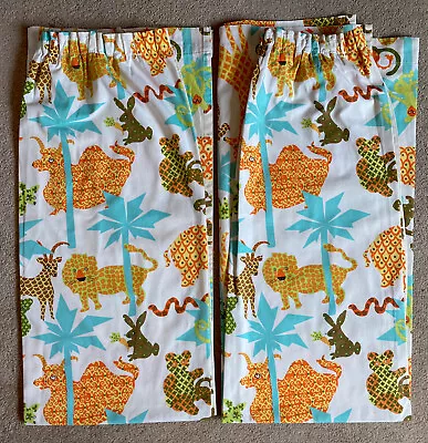 £8.99 • Buy Jonelle Calico Zoo Children’s Vintage Curtains 48x 50” 70s Jungle Animal Fabric