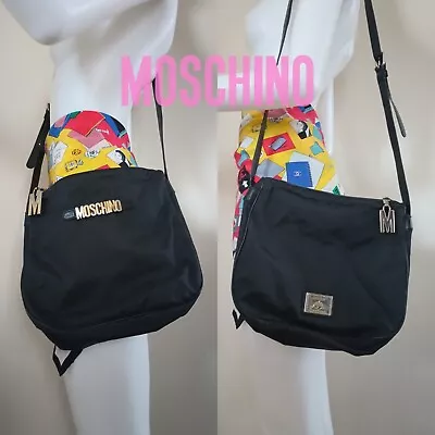 🩷 Vintage 1990s Moschino Redwall Logo Crossbody Bag Purse Adjustable Strap • $200