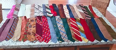 Lot 42 Vintage Neckties Polyester Rayon Acetate More Mix Quilt Wholesale Lots • $18
