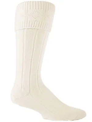 1 Pair Mens Thick Wool Rich White / Cream Formal Traditional Scottish Kilt Socks • $19.99