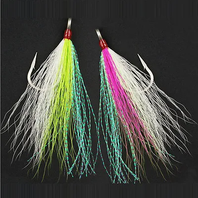 Bucktail Teasers Fishing Hook Saltwater Fishing Plugs Lures Buck Tail Fluke Rig • $11.99