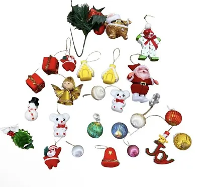 Vintage Retro Christmas Decorations Silk Baubles Santa’s Bulk Lot • $45.60