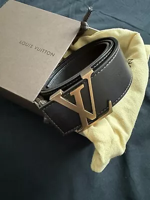 Louis Vuitton LV Initiales Brown Belt - Gold Buckle Dust Bag And Box Size 80/32 • £190