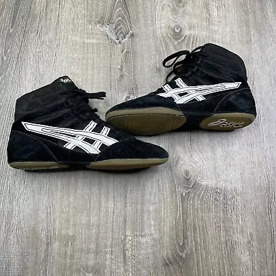 Asics Wrestling Shoes Combat MMA Black White Suede JL204 Mens US Size 11.5 • $44.99