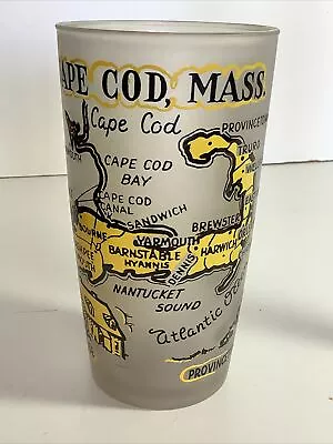 Vintage Cape Cod Frosted Souvenir Landmarks Map Glass Tumbler • $16.99