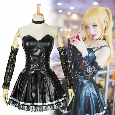 Anime Misa Amane Cosplay Costume Black Strap Leather Gothic Sexy Dress • $58