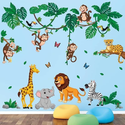 £16.49 • Buy DECOWALL DSL-8069 Jungle Animals Nursery Kids Removable Wall Stickers Decal