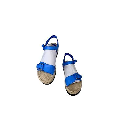 $50 • Buy PALOMITAS BY PALOMA BARCELO Size 37/6.5 Blue Leather Espadrille  Made In Spain