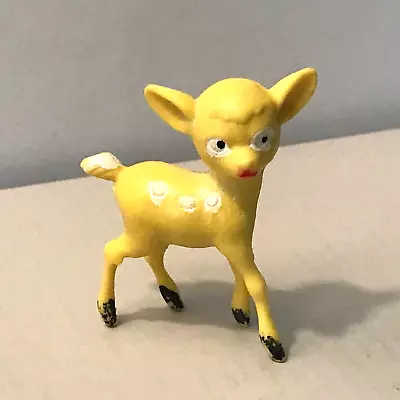 Vintage Miniature Plastic Deer Mini Figure Yellow Deer ~ 2.25” Tall Hong Kong • $13.95