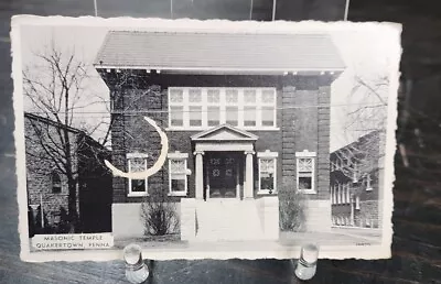 RPPC REAL PHOTO Postcard Vintage MASONIC TEMPLE QUAKERTOWN PENNSYLVANIA HTF OOAK • $10