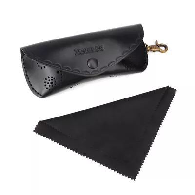 TOURBON Leather Read Glasses Case Eyeglasses Protector Belt Pouch Eyewear Black • £25.88