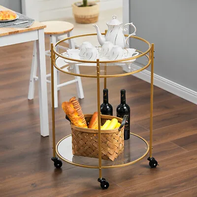 £29.95 • Buy Gold Drinks Bar Trolley Alcohol Cart Mini Kitchen Storage Cocktail Table Wheels