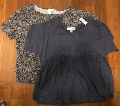 Old Navy Maternity New NWT Lot Of 2 Blue Tops XXL Floral Solid • $10