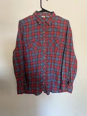 L.L.Bean Shirt Men's Medium Wrinkle Free Red Plaid Button Up Long Sleeve • $15