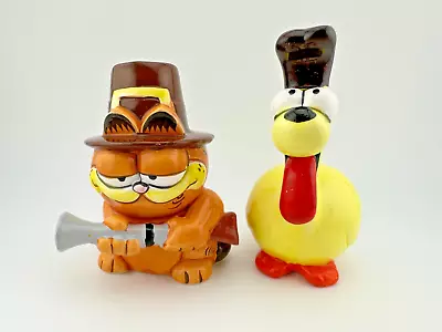 Vintage Garfield & Odie Thanksgiving Salt & Pepper Shakers-Enesco • $79.95