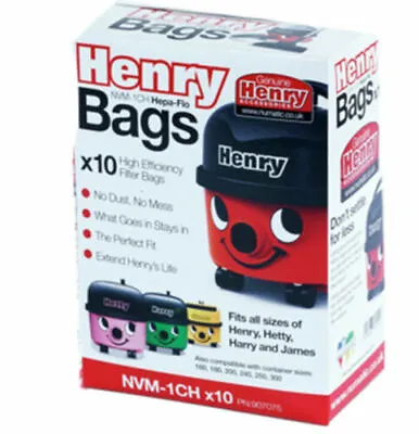 £10.99 • Buy GENUINE HARRY Hoover Bags X 10  Vacuum Cleaner Hepa Numatic Hepaflo NNVM1CH