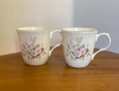 Two Wellington Sadler Bone China Tea Cups/Mug Pastel Floral Marching Set Of 2 • £19