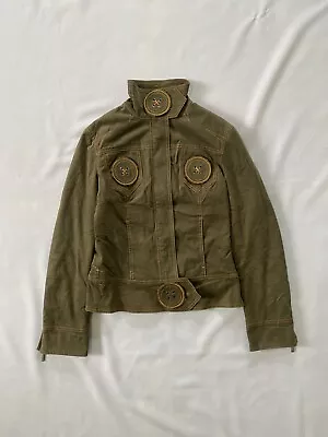 Moschino Jeans Vintage Cloth Button Accent Jacket - Green Khaki Lampo • $105