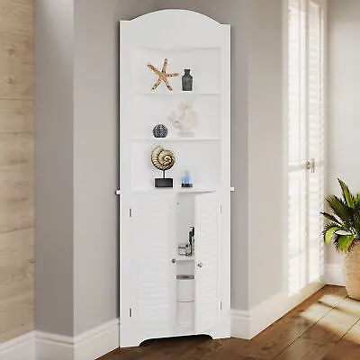$131.54 • Buy Tall Corner Cabinet Bath Furniture Bathroom Cabinets White Closet Door Organizer