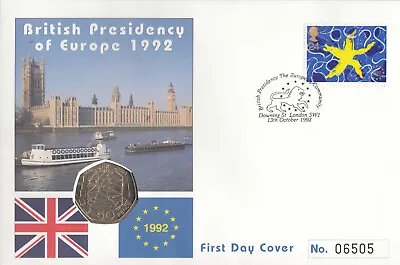 (134889) Single European Market 50p COIN GB Cover 1992 • £59