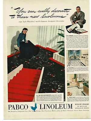 1940 Pabco Linoleum Floor 1940s Home Decor Vintage Print Ad • $8.95
