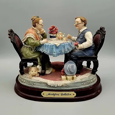 Montefiore Collection  Couple At Table  1998 Resin Figurine On Wood Base RETIRED • $39.99