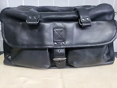 Black Label Black Leather Holdall Large Excellent Condition • £35