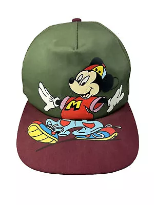 Vintage 90s Walt Disney Mickey Mouse Hip Hop Big Logo Snapback Hat Cap • $24.99