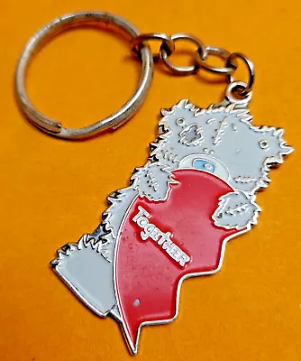 Vintage Together Bear Enamel Keychain Bear W/ Half Heart Metal KeyRing Key Chain • £6.94