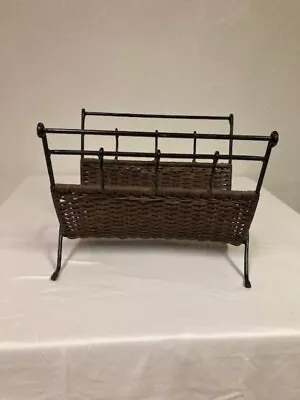 Wicker And Metal Magazine Rack • $20